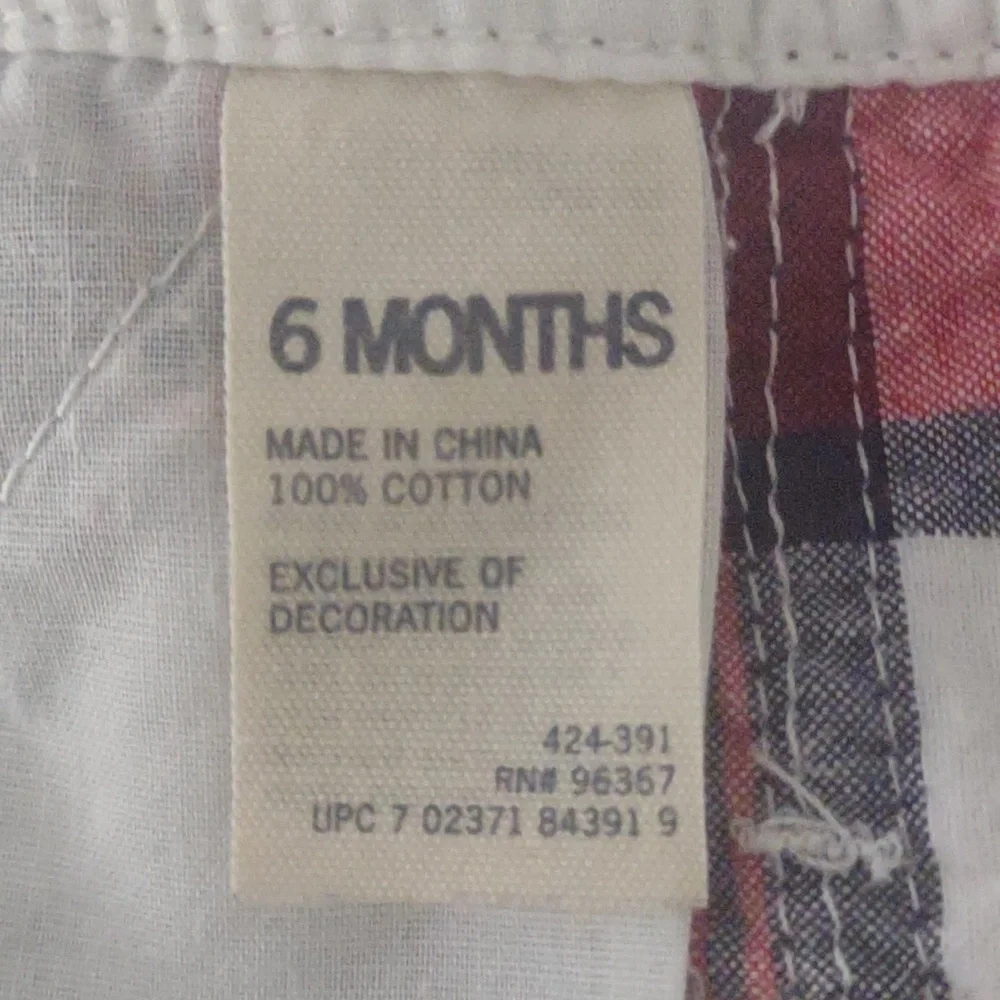 OshKosh B'gosh overalls short Baby 6 mo red/black plaid yellow‎ stripe pockets